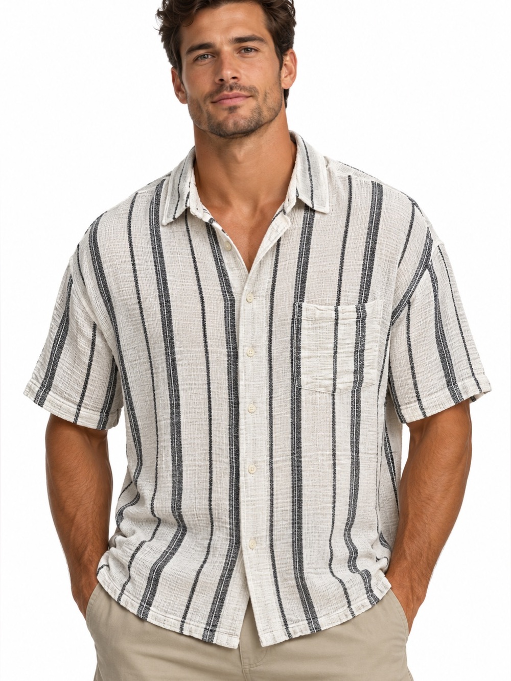 American Eagle AE Striped Button-Up Shirt size XL